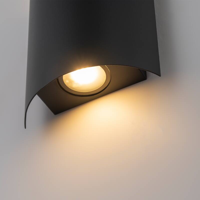 2-Light Black Dimmable Modern LED Outdoor Wall Sconce