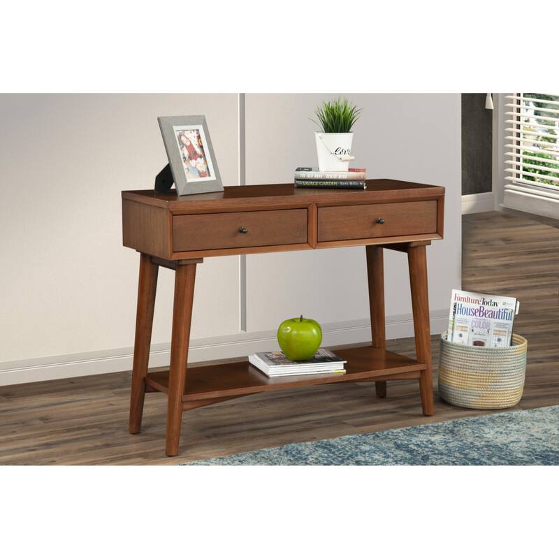 Solid Wood Console Table with Drawers and Floor Shelf - 42” L x 14” W x 33” H