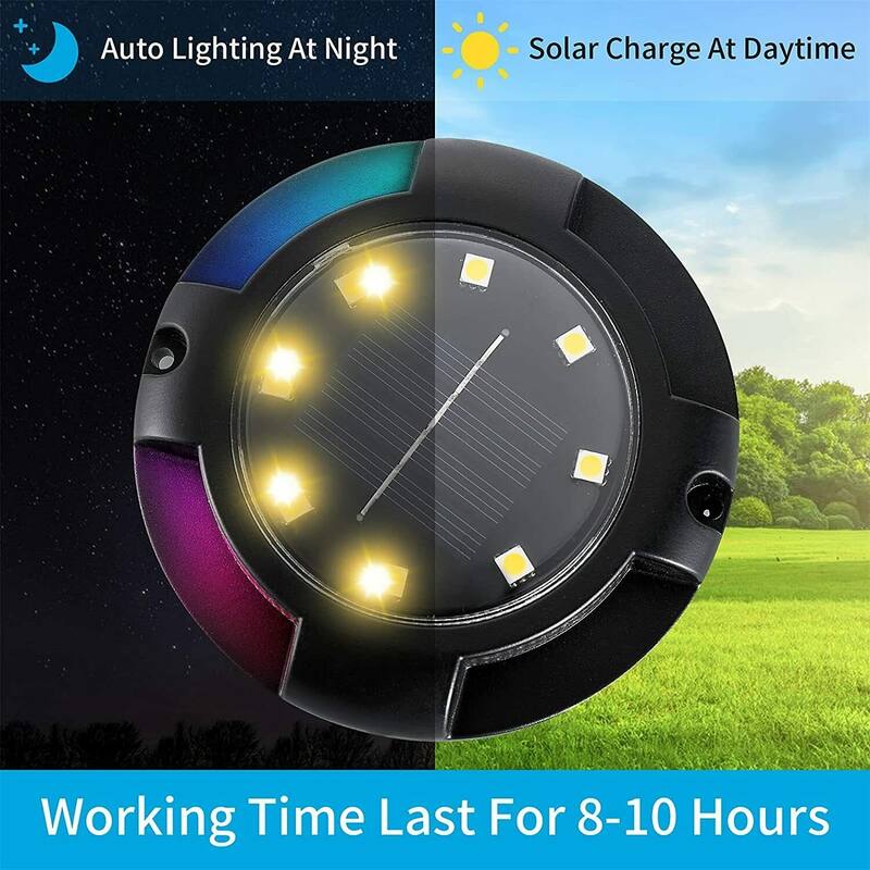 4 Pack Solar Ground Disk Lights for Pathway 12 LED