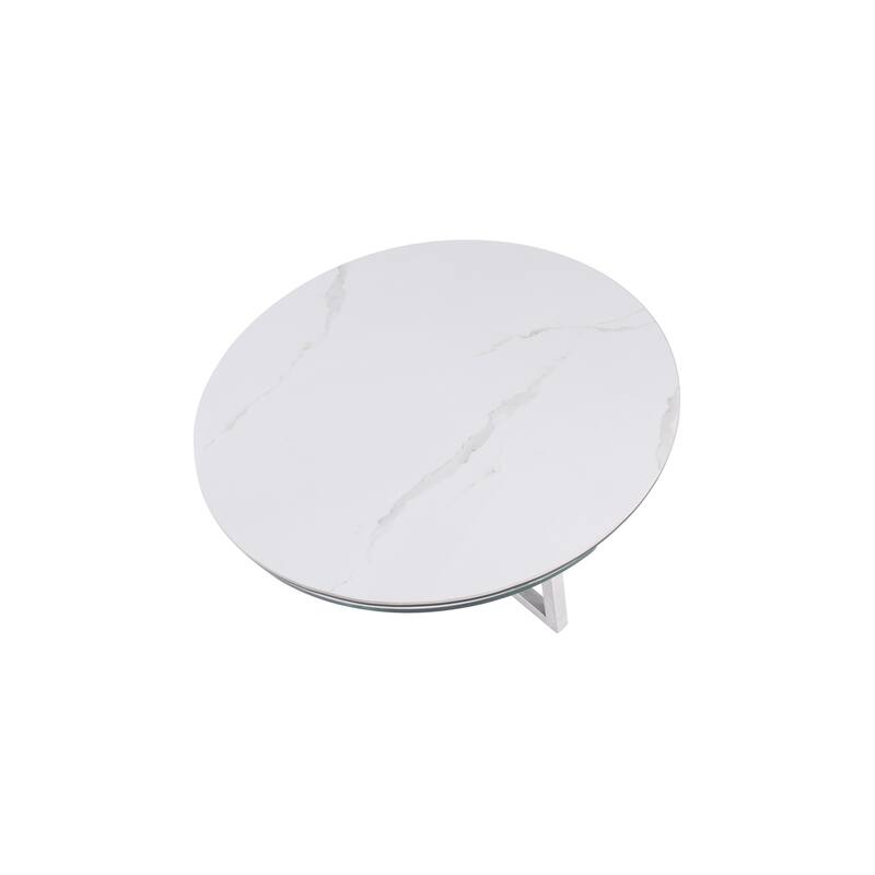 Somette Ceramic Top Cocktail Table with Glass Shelves