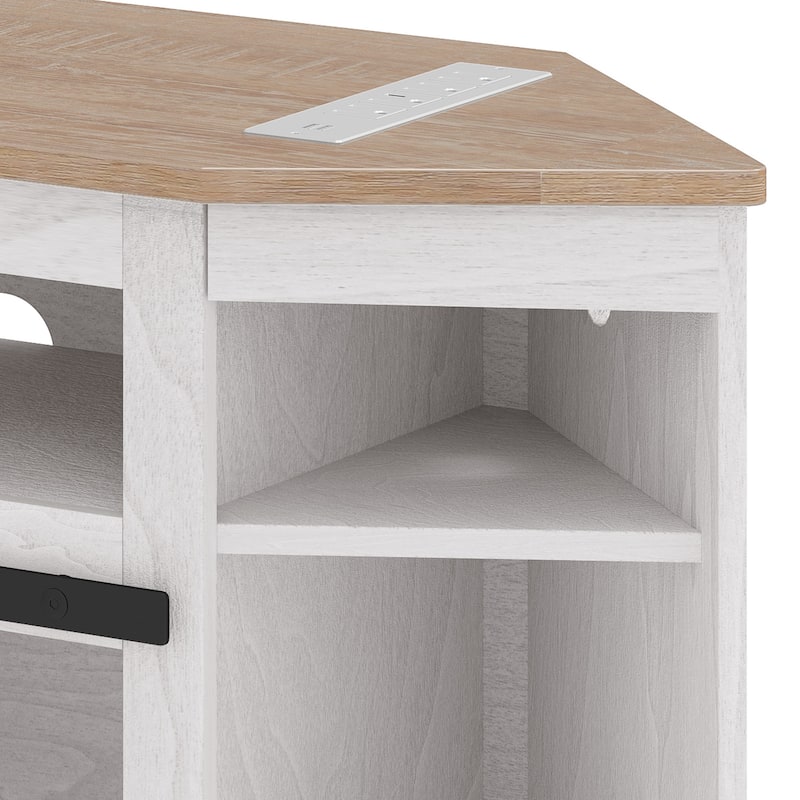 Moasis 47.2" W Corner TV Stand with Power Outlet, Barned-Door Cabinet
