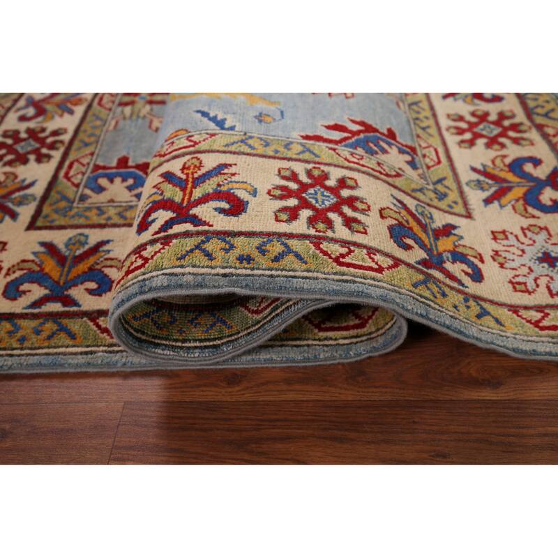 Light Blue Kazak Oriental Accent Rug Hand-Knotted Wool Carpet - 3'6" x 5'4"