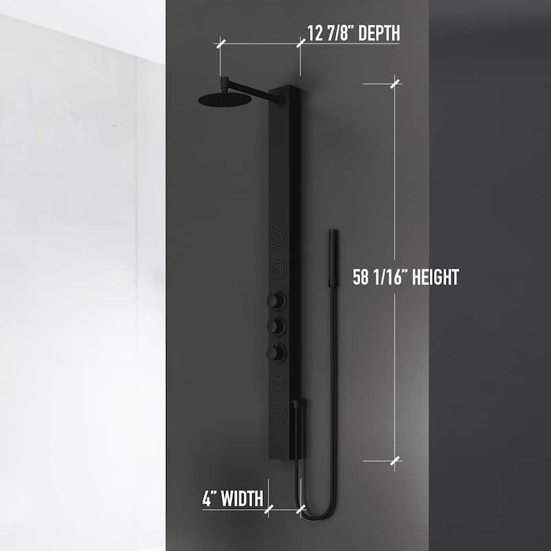 VIGO Sutton 58" H x 4" W 4-Jet Shower Panel with Round Shower Head
