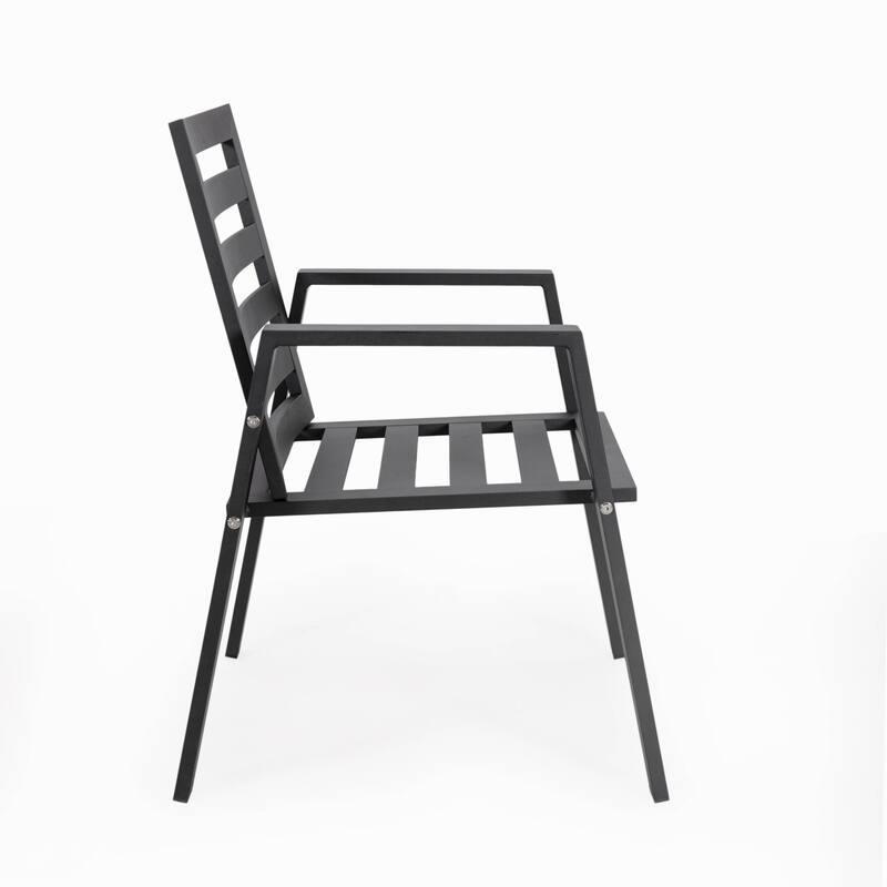 LeisureMod Chelsea Patio Dining Armchair in Aluminum with Cushions Set of 4 - 34.84