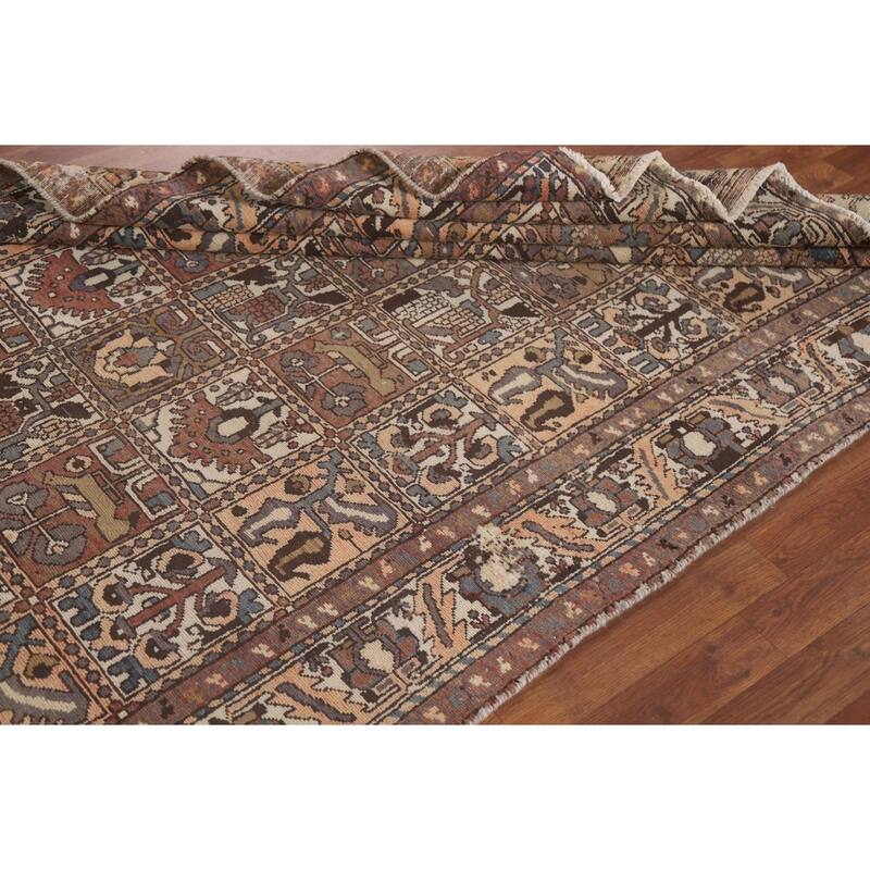Garden Design Bakhtiari Persian Vintage Rug Hand-knotted Wool Carpet - 5'4" x 9'6"