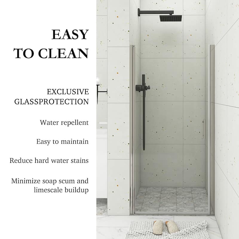 30/32/34/36 Inch Semi-Frameless Pivot Shower Door with Clear Tempered Glass