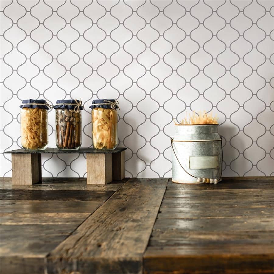 Merola Tile Metro Lantern Glossy White 9-1/2" x 10-3/4" Porcelain Floor and Wall Tile