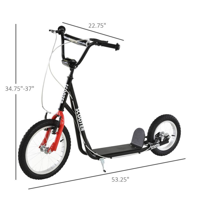 Youth Scooter with Adjustable Handlebar, Durable Steel Frame, and Safe Braking System - Black