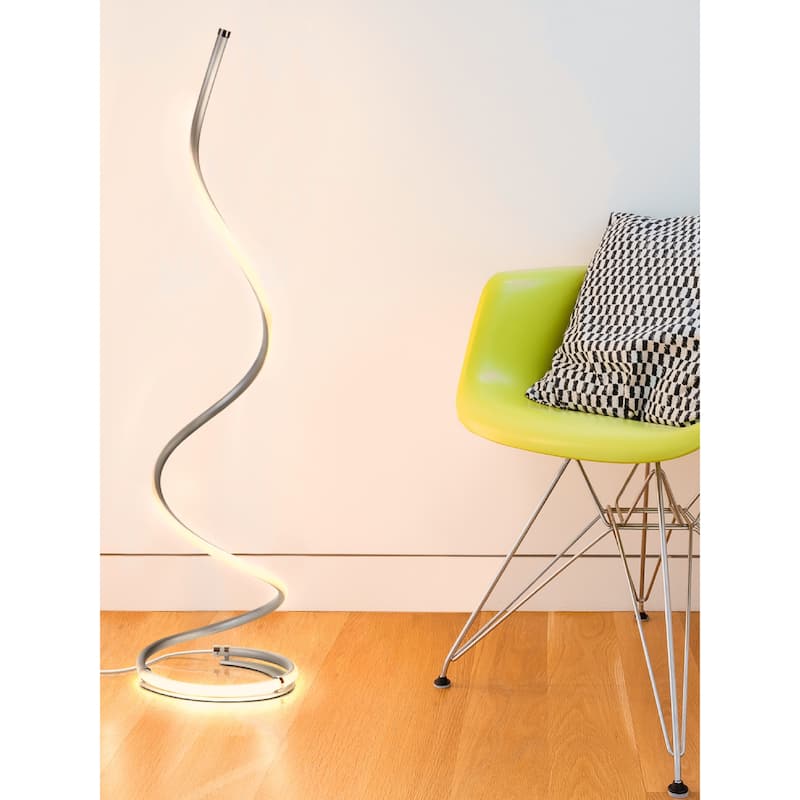 Brightech Allure 38 in. Platinum Silver Industrial LED Super Bright Floor Lamp with Built-In 3-Way Dimmer Function