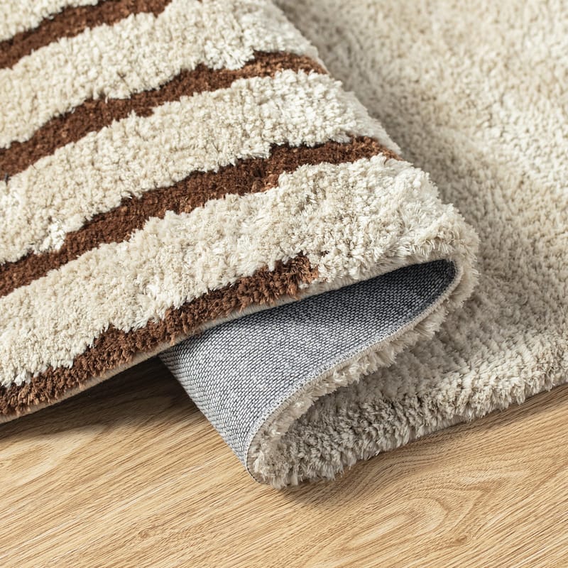 Glitzhome Modern Geometric Abstract Pattern High-Low Shag Area Rugs