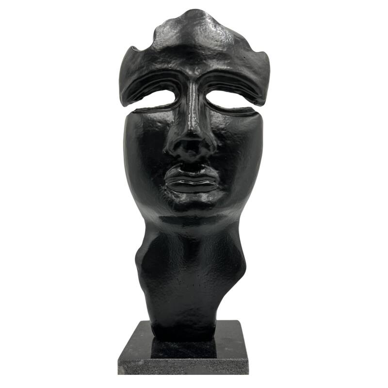 Decorative Handmade Aluminum 12 inch Abstract Face Sculpture - 5 x 7 x 12 in