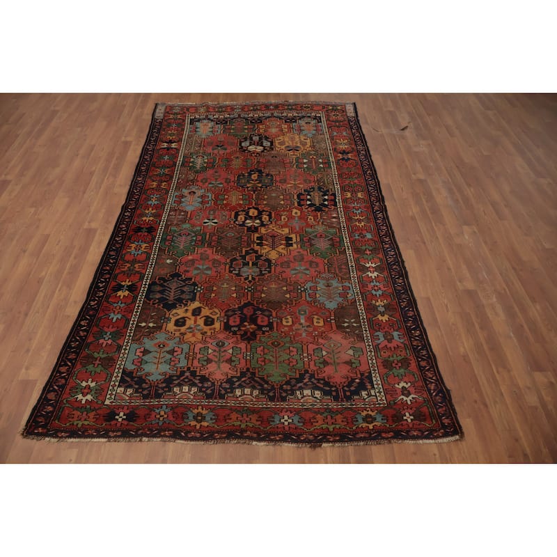 Hand Knotted Oriental 100% Wool Carpet Traditional All-Over Oranges & Rust Bakhtiari Area Rug - 9' 6'' X 5' 3''