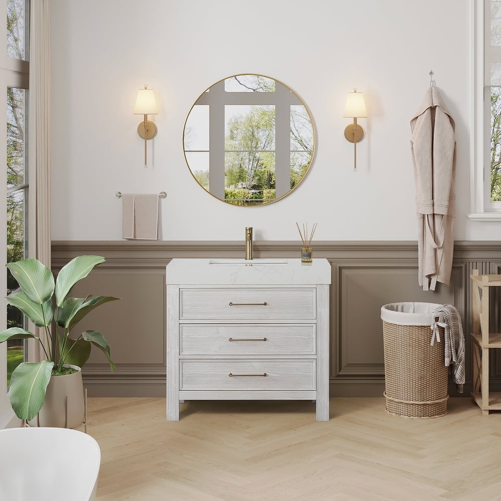 Leon 36 in. Single Bathroom Vanity with Composite Stone Top