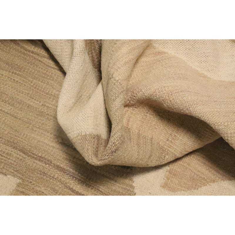 Hand Woven Oriental 100% Wool Carpet Southwestern Modern Beige & Ivories Kilim Area Rug - 5' 10'' X 3' 11''