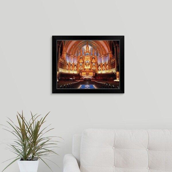 "Canada,Quebec,Montreal,interior view of Notre-Dame Basilica" Black Framed Print
