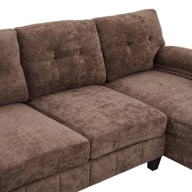 U-Shaped Chenille Sectional Sofa with Dual Chaises, Storage Pockets & Tufted Back by Harper&Bright Designs