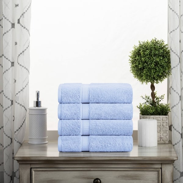 Superior Egyptian Cotton Pile Heavyweight Hand Towel Set of 4 - Light Blue