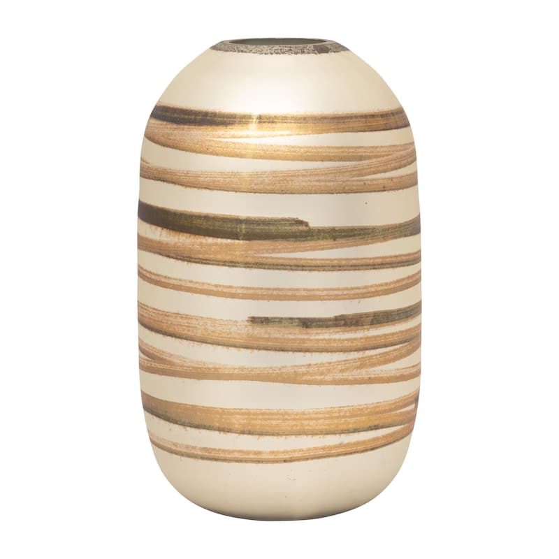 Sagebrook Home Glass Gold Cylinder Antique Ring Vase