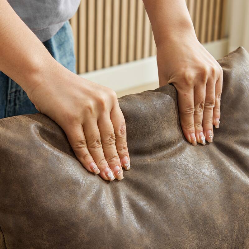 Modern Swivel Chair,PU leather Barrel Chair with Wooden Base and pillow