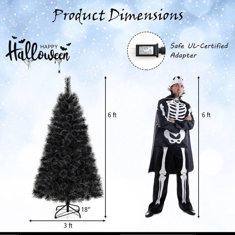 Gymax 6/7 FT Halloween Tree w/ 362/572 Branch Tips Frosted Pine