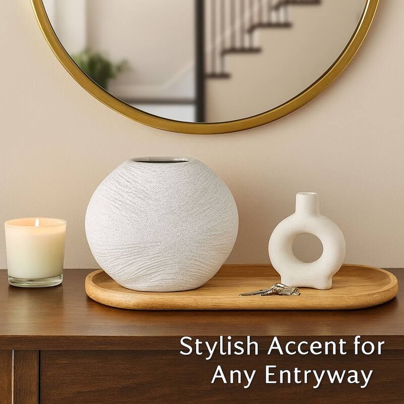 Aria Home White Speckled Textured Ceramic Vase for Modern Rustic Décor