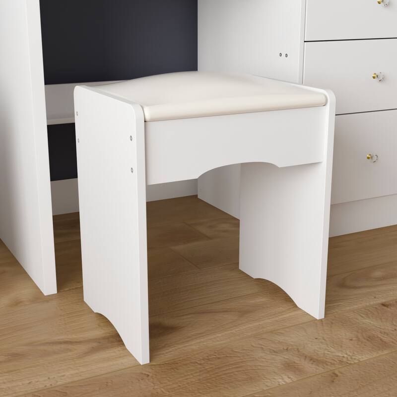 Makeup Vanity Set with Stool and 3 Color Touching Mirror Dresser Table - 39.4"W