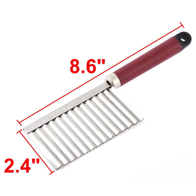 Stainless Steel Potato Chip Vegetable Crinkle Wavy Cutter Slicer - Black,Red,Silver Tone