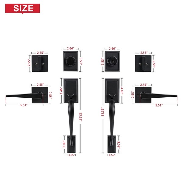 Front Door Satin Nickel Split Arc Handle Door Lock Set with Double