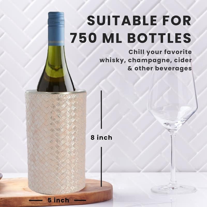 Sol Living Wine Chiller Bucket Double Wall Stainless Steel Barware Wine & Champagne Holder, 1.6 qt