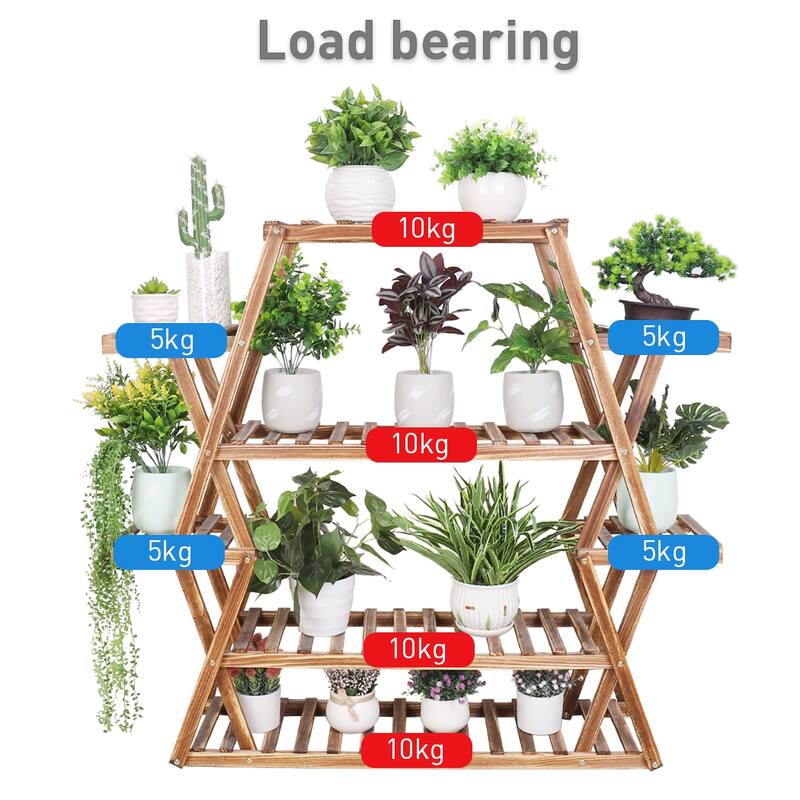 Extra Large Multi Tier Wood Flower Rack Plant Stand Bonsai Shelf - 37' x 10'x 42'