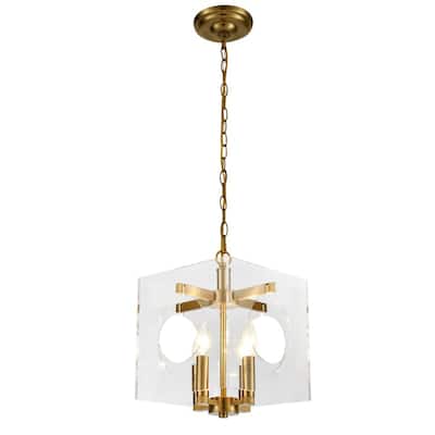 4-Light D10" Clear Acrylic Frame Pendant Light