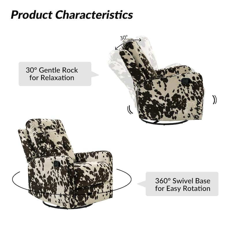 Arlette Floral Manual Swivel Recliner with Tufted Back Set of 2