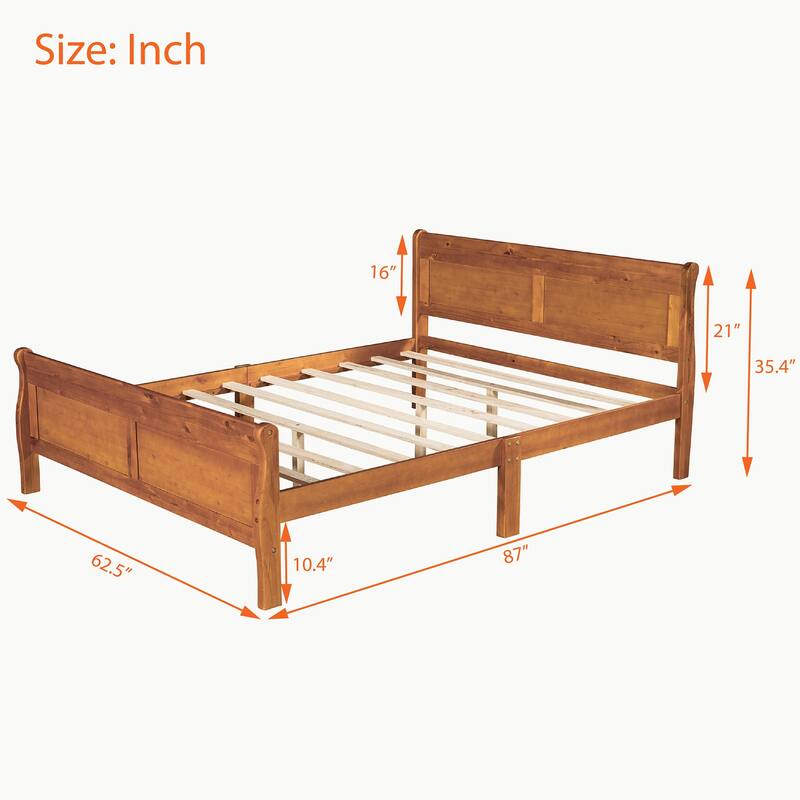 Full Queen Twin Size Wood Platform Bed