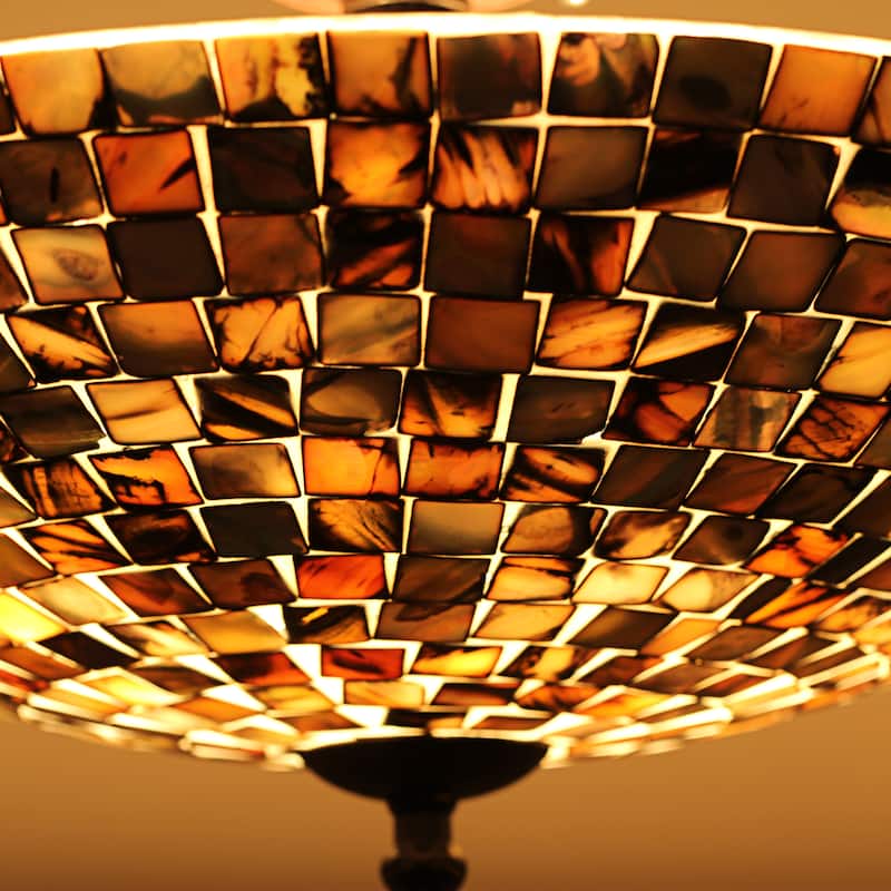 2-light Mosaic-Style Seashell Semi-Flush Mount