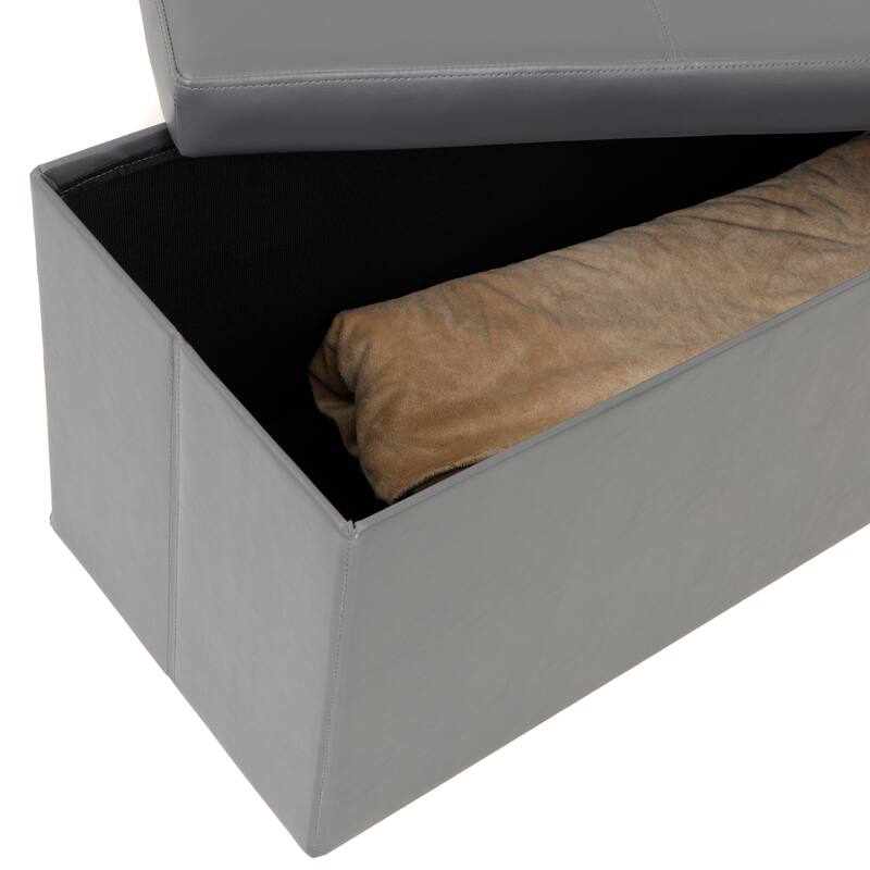 American Furniture Classics Model Foldable Tufted Storage Bench - Gunmetal Gray