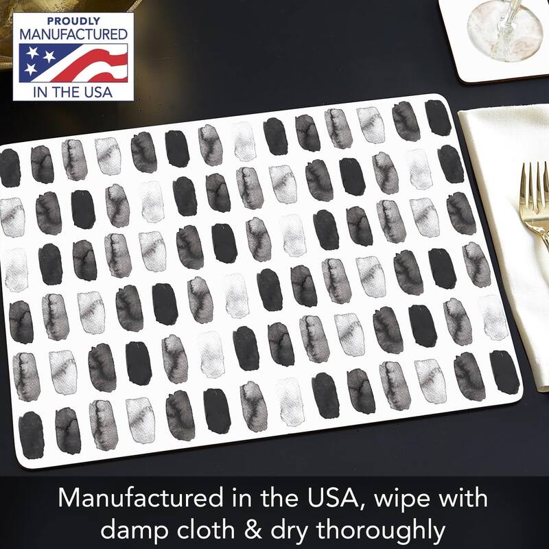 Paint Stripes Decorative Hardboard Placemats with Protective Cork Backing 4 Pack Heat Tolerant and Easily Wipes Clean