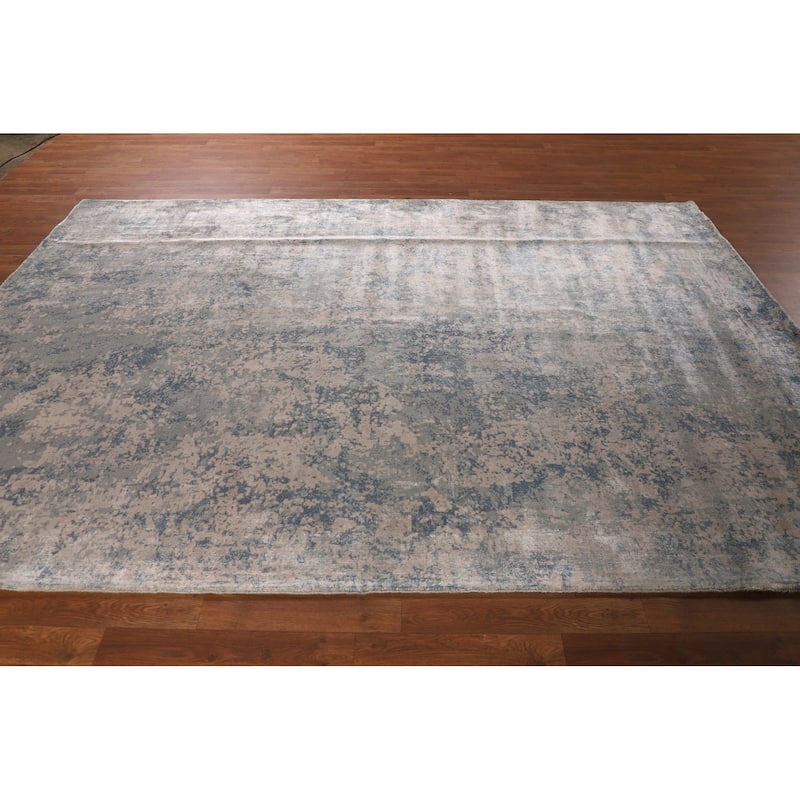 Multi-Color Abstract Area Rug Hand-Knotted Bedroom Wool Carpet - 6'8" X 9'11"