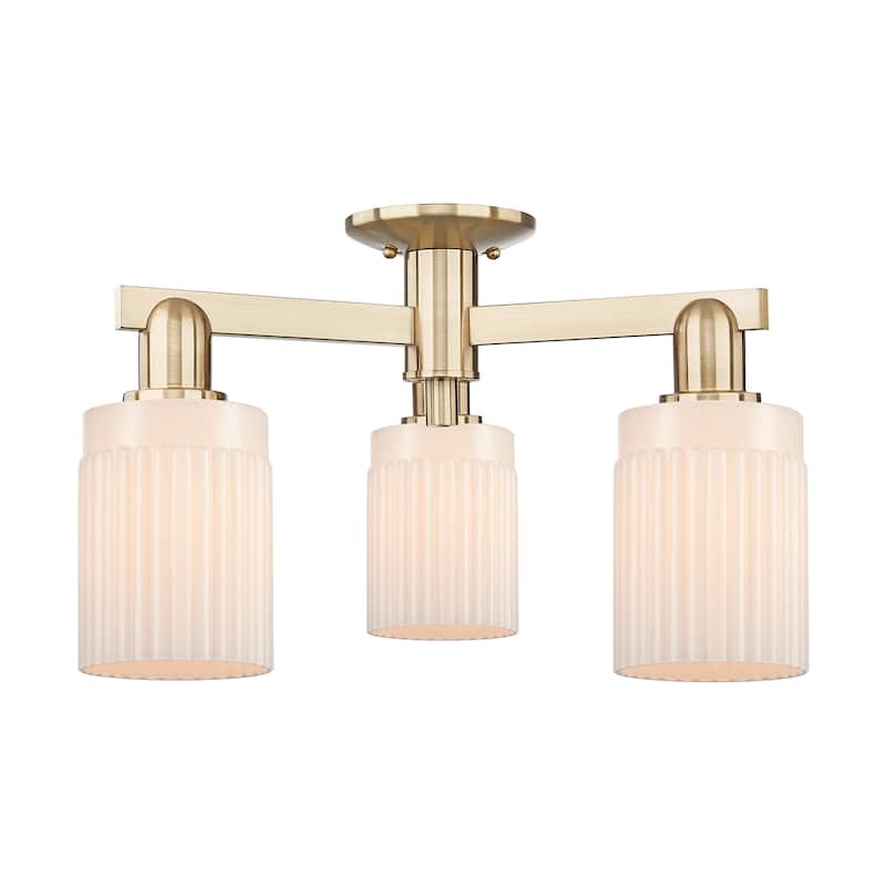 Innovations Lighting Endless Possibilities Arcadia - Hadley - 3 Light 22" Semi-Flush Mount - Champagne Bronze/Matte White