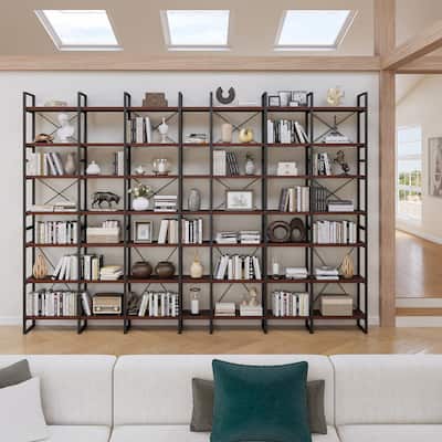 Davee Dark Walnut Color Etatagere Bookcase - 99.6" H x 142" W x 12.5" D