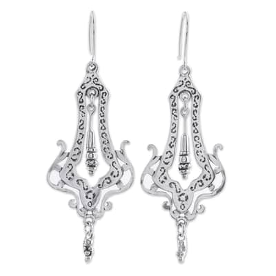Novica Handmade Long Lace Sterling Silver Dangle Earrings