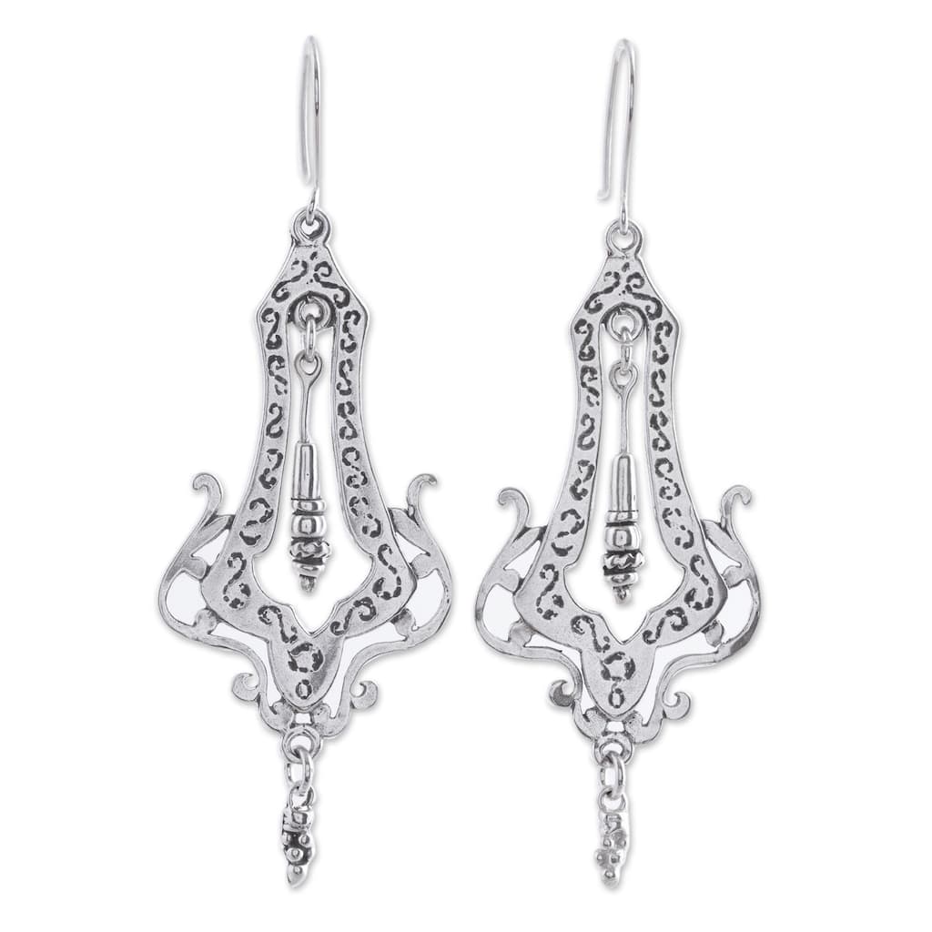 Novica Handmade Long Lace Sterling Silver Dangle Earrings