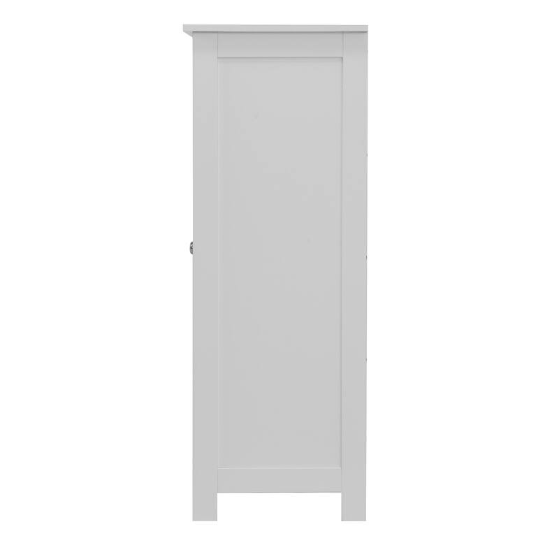 Anmytek White Bathroom Floor Storage Cabinet with Adjustable Shelf and Drawers