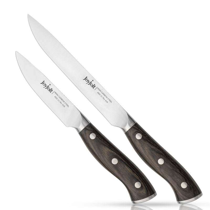 JoyJolt 2-Piece Knife Set with Slicing Knife and Pairing Knife High Carbon Steel Kitchen Knife Set - Stainless Steel