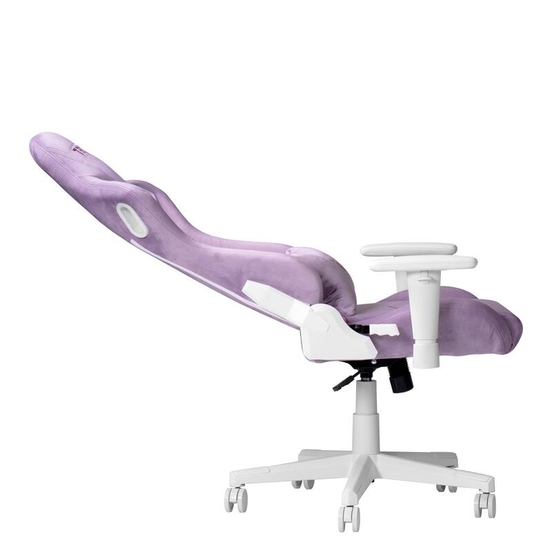 Ergonomic Velvet Gaming Chair with Memory Foam, Adjustable Height & Reclining Backrest - Purple
