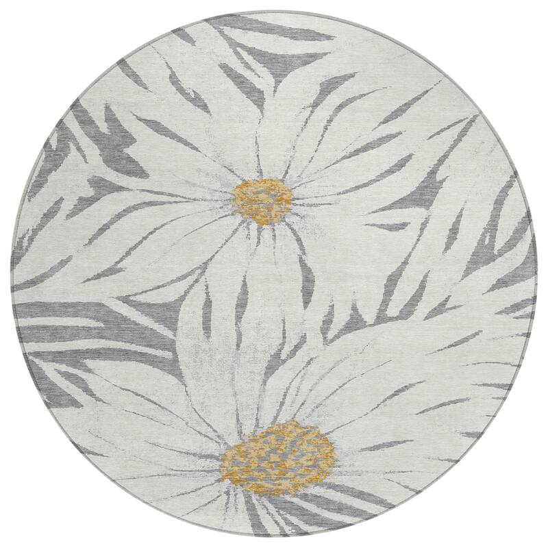 Machine Washable Indoor/ Outdoor Floral Chantille Rug