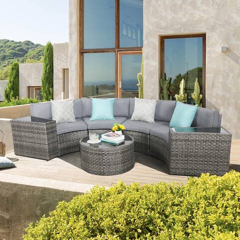 Outdoor 7-Piece Wicker Sectional Sofa Set