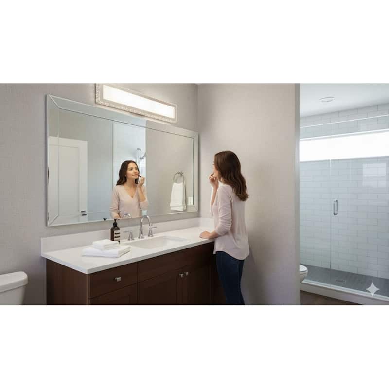 LED Chrome Stainless Steel Wall Sconce with Clear Crystal Accents