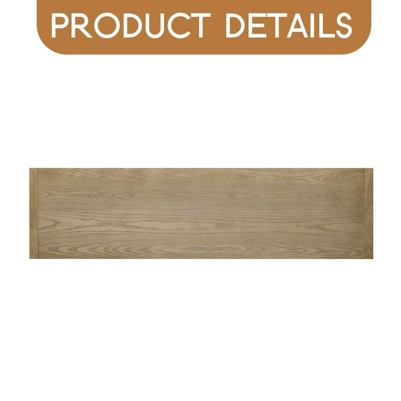 60" 3-Door Sideboard with 3 Drawers - Modern Solid Ash Veneer MDF Sideboard, Semi-Open Shelf & Center Semi-Circular Cutout