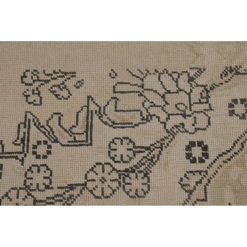 Distressed Tabriz Persian Vintage Rug Handmade Beige Wool Carpet - 8'0" x 11'6"