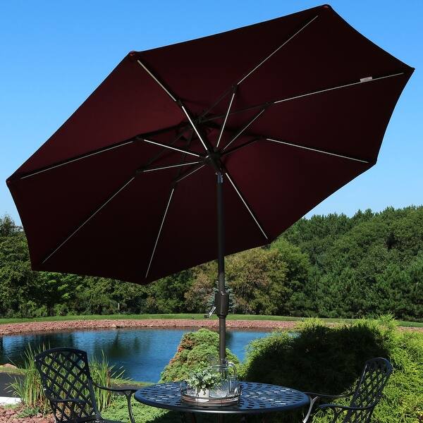 Shop Sunnydaze 9 Foot Fade Resistant Patio Umbrella Solar Led